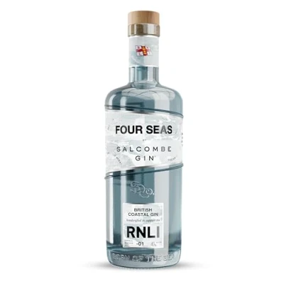 Image of Salcombe Gin ‘Four Seas’ 70cl 40% ABV British Coastal Classic London Dry Supporting the RNLI Vegan 10% Donated to Distilled &amp; Crafted in Salcombe, South Devon