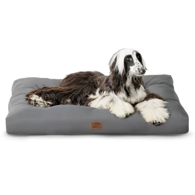 Image of Bedsure Waterproof Dog Bed XXL Extra Large Washable Mattress with Oxford Fabric, Water Resistant Pet Pillow Bed, Grey, 120x90x10cm