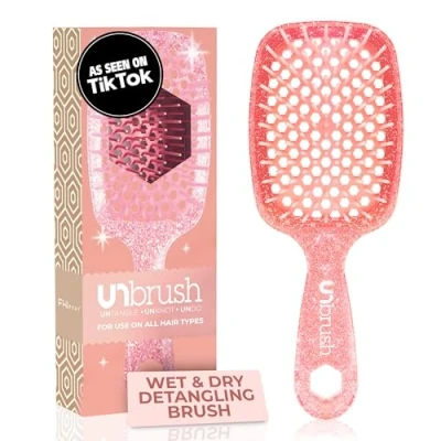 Image of FHI HEAT UNbrush Wet &amp; Dry Vented Detangling Hair Brush, Ruby Peach
