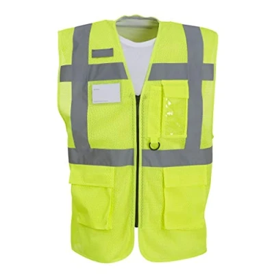 Image of Hi Vis Top Cool Open Mesh Executive Waistcoat Sizes Up To 56&quot; (HVW820) (Large 44, Yellow)