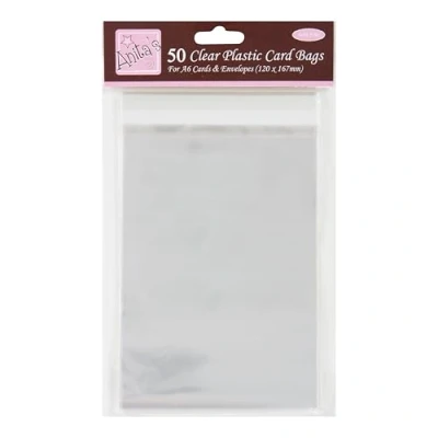 Image of Anita&#039;s Card Bag, A6, Clear, Pack Of 50, Plastic Protection For Home, Art, Craft, Cardmaking