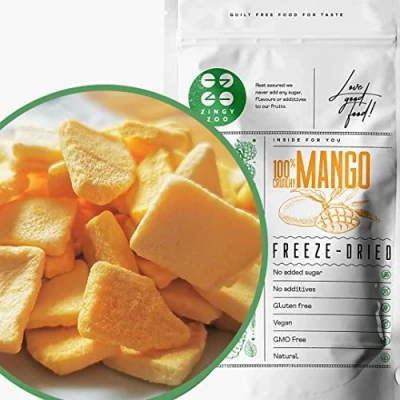 Image of Freeze Dried Mango Chunks Pure Natural Fruits GF Raw Vegan Mill for Powder or Eat as Dry Snack Fresh Fruit Taste Mangoes ZingyZoo (100g)