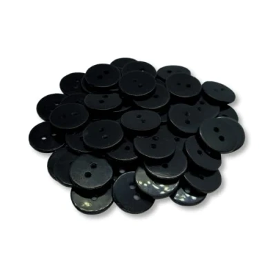 Image of (Pack of 100) 15mm Buttons 2 Hole Small Round Plastic Black