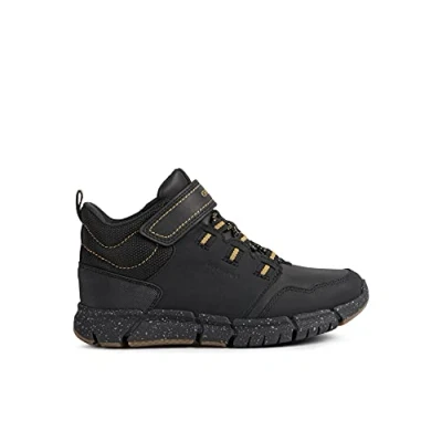 Image of Geox Flexyper BOY ABX Hightop trainers for kids, Size: 11K, Black/dark yellow Leather and textile
