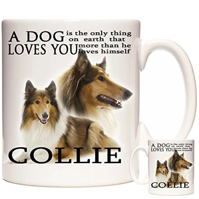 Image of Rough Collie Coffee Mug, A Dog Loves You, Gift Mug. 11oz Ceramic Gift. for Owners