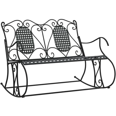 Image of vidaXL 2 Seater Rocking Bench 113 cm Black Steel