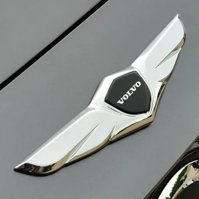 Image of Emblem Badge Decal Logo for Volvo S60 S80 S90 XC40 XC60 V60 V90, Car Sticker Letters Sign Logo, Automobiles Logo,A Silver