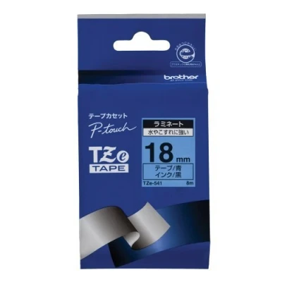 Image of Brother TZe Tape Laminate (Blue Background/Black) 18mm 541 (Japan Import)