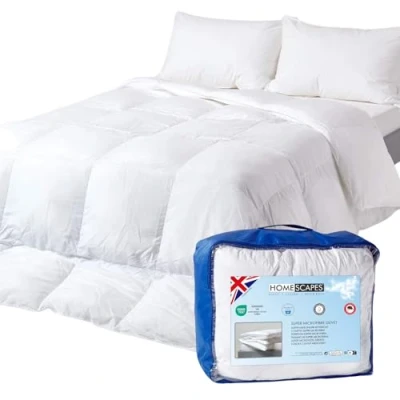 Image of HOMESCAPES Super Microfibre Duvet 13.5 Tog ‘Feels Like Down’ Heavyweight Extra Thick Winter Hypoallergenic Anti Allergen &amp; Dustmite Ultrasoft Washable at Home, King Size