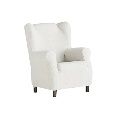 Image of Eysa Dorian bielastic wing chair cover colour 10 ecru, Chenille, 37 x 9 29 cm