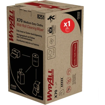 Image of Wypall X70 Power Clean Midi Roll Wiper Blue 8251