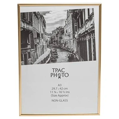 Image of Hampton Frames BACKLOADER Poster Certificate Photo Frame Acrylic (Non Glass) Gold A3 (29.7 x 42 cm) A3MARGLD