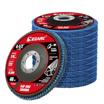 Image of EZARC 10 Pack Flap discs 115mm, 40 Grit Zirconia Angle grinder Discs, Type 27 sanding for Wood Stainless Steel, Sheet Metal