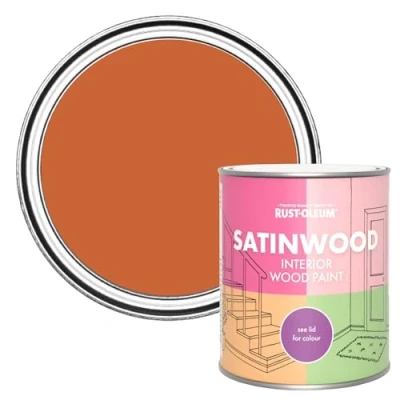 Image of Rust Oleum Orange Satinwood Interior Wood Paint Tiger Tea 750ml