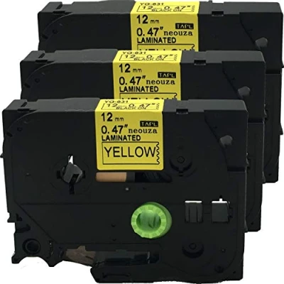 Image of NEOUZA 3X Black on Yellow Laminated Label Tape Cassette Compatible for Brother TZ TZe 631 P Touch 12mm x 8m