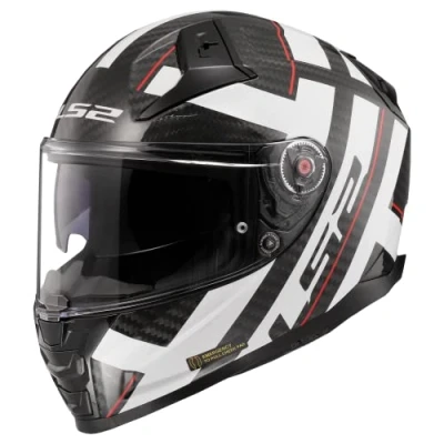 Image of LS2 Full Face Motorcycle Helmet. Vector II Carbon Road Touring Motorbike Lid. FF811. ECE22.06 STRONG WHITE (M) 57 58CM