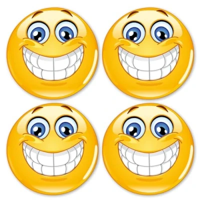 Image of easydruck24de Set of 4 Smiley Stickers Smile I kfz_295 Round Diameter 5 cm Emoticon Sticker Laughing for Smartphone Mobile Phone Laptop Bicycle Motorcycle Scooter Weatherproof