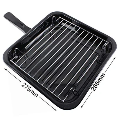 Image of SPARES2GO Small Square Grill Pan, Rack &amp; Detachable Handle for Hotpoint Oven Cookers