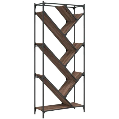 Image of vidaXL Bookcase Brown Oak 79x30x180 cm Engineered Wood and Metal