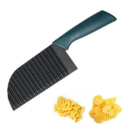 Image of Lamkrtlp Crinkle Slicer, Stainless Steel Potato Chipper Chip Cutter, Cutter for Fruits, Vegetables, Potatoes (Black)