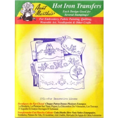 Image of Aunt Martha&#039;s For Decorative Linens Hot Iron Embroidery Transfer