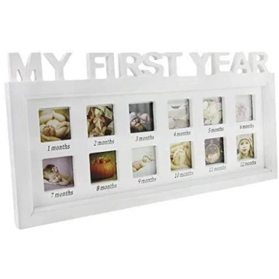 Image of Picture Frames,Baby My First Year Photos Frame Multi Photo Moments Keepsake Girls Boys Impression Kit Album Newborn Baby Shower Birthday Xmas Memories Christening Gift