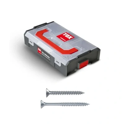 Image of TOX L BOXX Mini chipboard screws 4 mm assortment TX, individually adjustable, stackable &amp; interlockable, including wood with TX drive, 500 pcs, 094903207