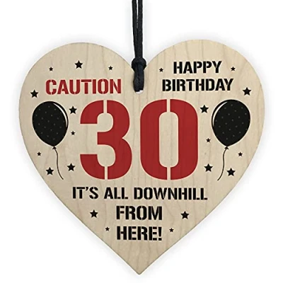 Image of RED OCEAN 30th Birthday Novelty Funny Gift Wood Heart For Him Her Friendship Gifts Men Women