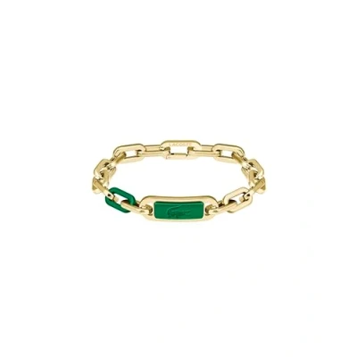 Image of Lacoste Men&#039;s CREW Collection Chain Bracelet in Yellow Gold with an Engraved Plaque 2040370