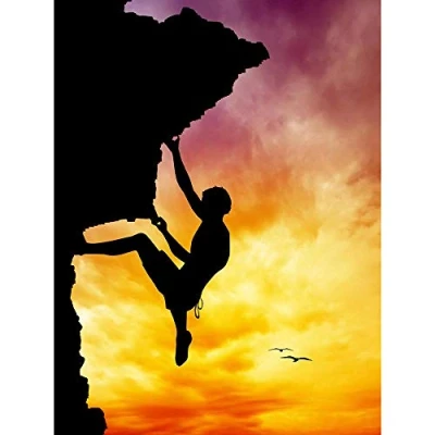 Image of Wee Blue Coo Photo Mock Up Silhouette Sunset Rock Climbing Art Print Poster Wall Decor 12X16 Inch