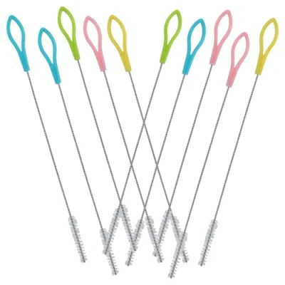 Image of 10 Pieces Pipe Cleaners,Straw Cleaner,Brush Cleaner,Straw Cleaning Brush, Stainless Steel Straw Brushes, Nylon Test Tube Cleaner, for Straw, Tubes, Etc