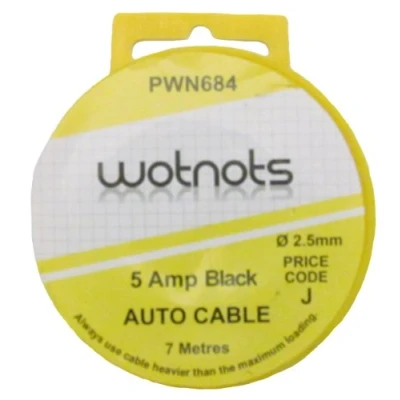 Image of WOT NOTS 1 Core Cable Black 7m 5A PWN684