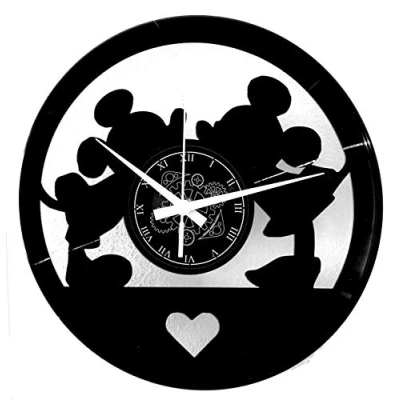 Image of Instant Karma Clocks Vinyl Wall Clock Cartoon Love Mouse Home Decor, Friends Family, Vintage Handmade