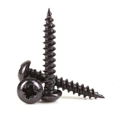 Image of 25x Timco Black Passivated Wood Screws 8G x 1&quot; Round Head Coated Blackjax Fasteners