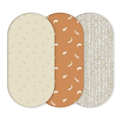 Image of YUNIOO™ 3 Pack Fitted Bassinet Sheets, Moses Basket Sheets also for Stroller, Crib, Pram, Baby Changing and Pad Cover. 100% Soft Cotton Fits Different Mattresses. 80 x 40 cm