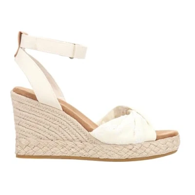 Image of TOMS Women&#039;s Marisela Wedge Sandal, Natural Embroidered Floral, 10 UK