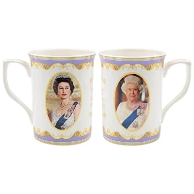 Image of The Leonardo Collection Her Majesty Queen Elizabeth II Mug,White,H10cm