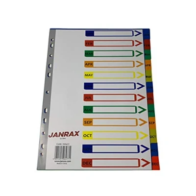 Image of A4 Jan Dec Month Polypropylene Dividers with Index Cover