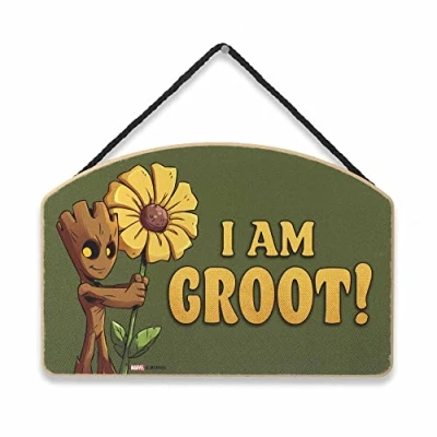 Image of Marvel Guardians of the Galaxy I Am Groot Hanging Wood Wall Decor Cute Baby Sign Great Gift Idea