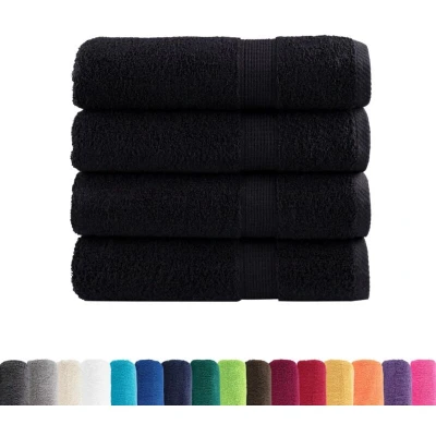 Image of vidaXL Premium Hand Towels SOLUND 4 pcs Black 50x100 cm 600 gsm
