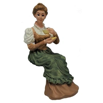 Image of Melody Jane Dolls House Victorian Lady Sitting w Cup of Tea People Resin Figure