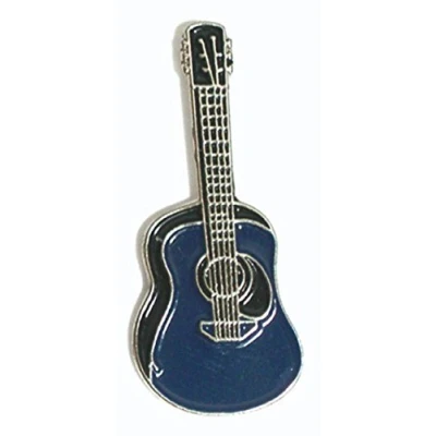 Image of Metal Enamel Pin Badge Rock Folk Country Music Acoustic Guitar in Blue