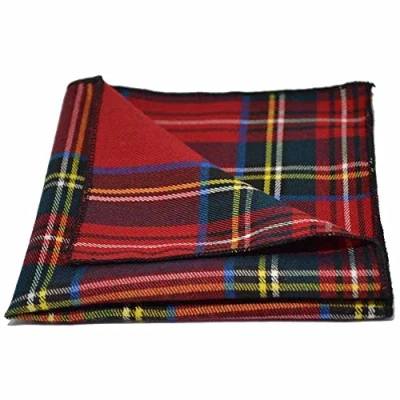 Image of Traditional Red Tartan Check Pocket Square, Handkerchief, Stewart Tartan(Size: One Size)