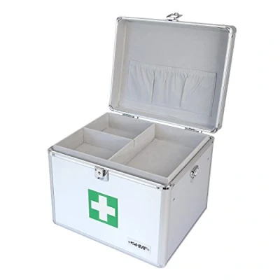 Image of HMF 14702 09 First Aid Box, Medical Carrying Handle, Carry Strap, Aluminium, 30 x 25 cm