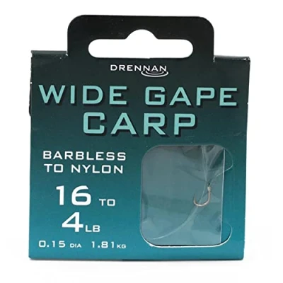Image of Drennan Hooks to Nylon Wide Gape Carp Barbless