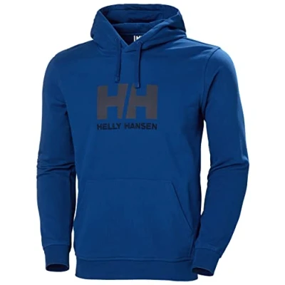 Image of Helly Hansen Men&#039;s Hh Logo Hoodie Hooded Sweatshirt, 606 Deep Fjord, S
