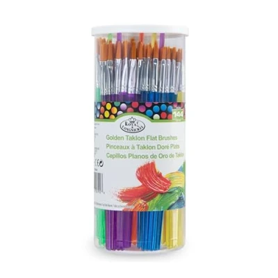 Image of Royal and Langnickel Flat Taklon Variety Brushes Classroom Canister Set Gold (Pack of 144)