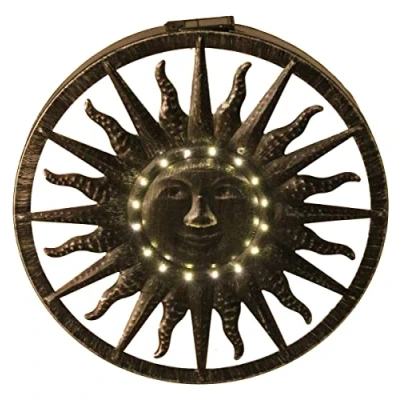 Image of Luxform Lighting Solar LED Light Sun Wall Ornament Old Silver