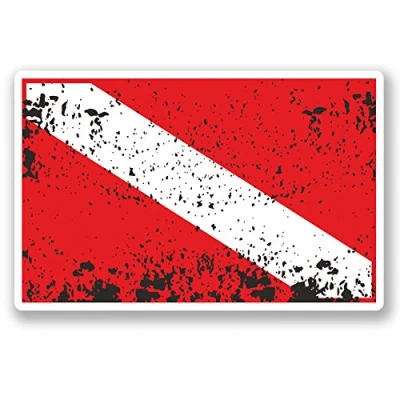 Image of 2 x 10cm Scuba Diving Flag Vinyl Sticker Decal Dive Diver Bike Laptop Sign #5422 (10cm Wide 6.5cm Tall)