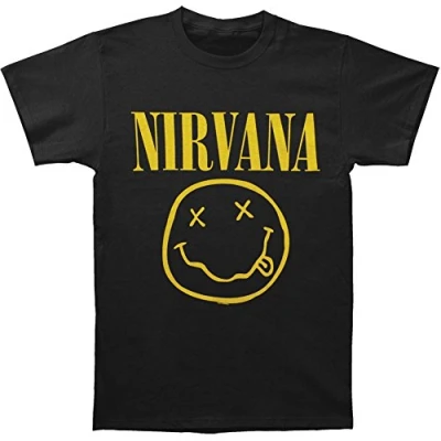 Image of Nirvana Men&#039;s Smile One Sided Slim Fit T shirt Large Black